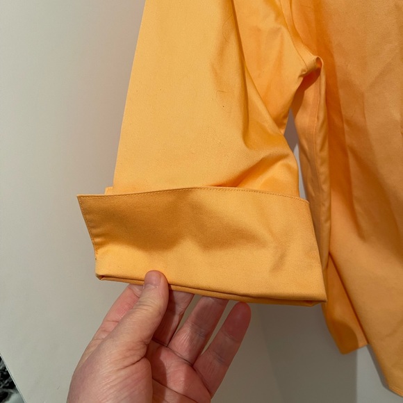 Chico’s No-Iron Tie-Front Button Down 3/4” Sleeve Shirt Size 0,4/6,S Cantaloupe - Picture 4 of 9